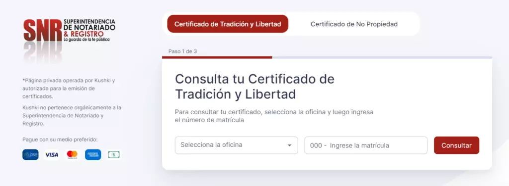 Consultar certificado tradición y libertad en línea